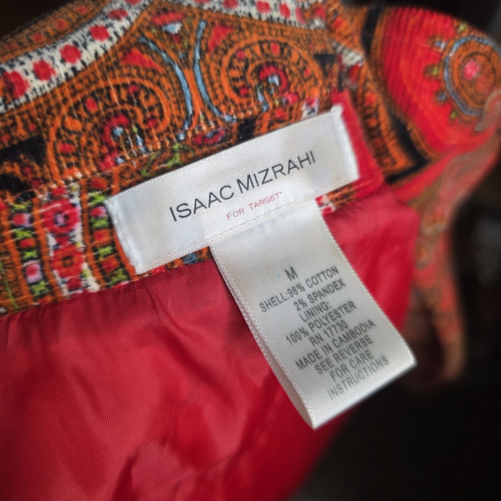 Isaac Mizrahi Red and Brown Paisley Blazer Jacket - Picture 2 of 2